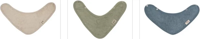 Bandana slab 36x20cm DUBBELLAGIG - set van 3 - The cuddly softness of bamboo - Marin / Whisper Green / Moon Blue van Timboo in Marine – productfoto