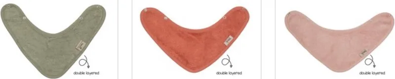 Bandana slab 36x20cm DUBBELLAGIG - set van 3 - The cuddly softness of bamboo - Misty Rose / Sunrise Orange / Whisper Green by Timboo in Pink – product photo