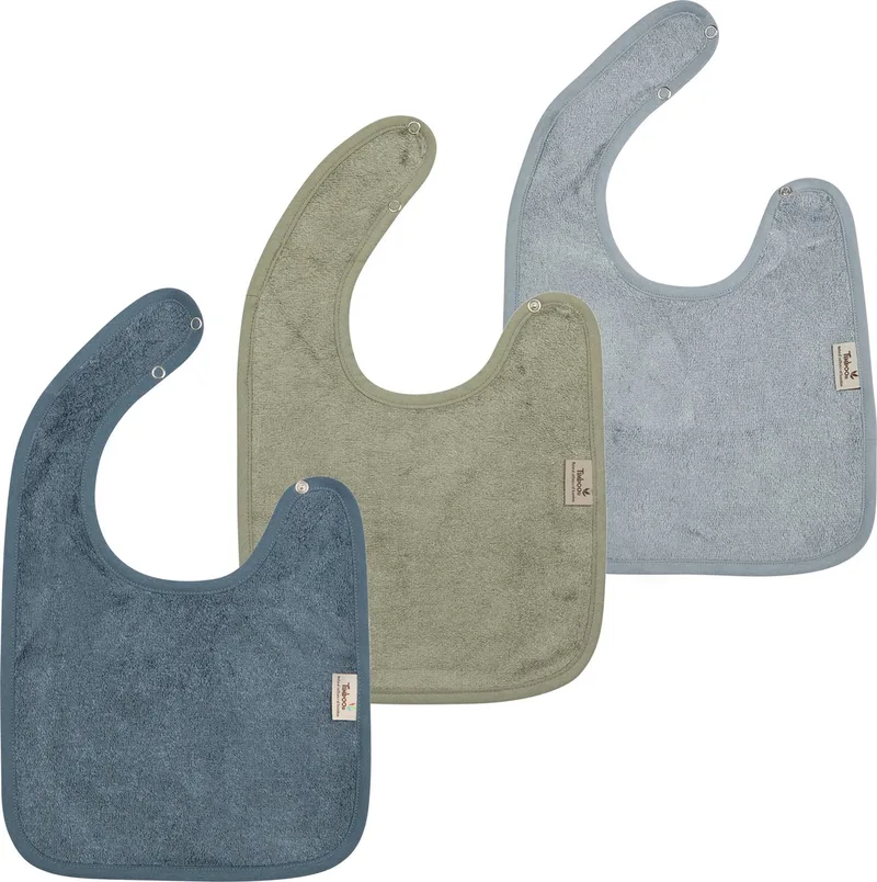 Slab 26x38cm DUBBELLAGIG - set van 3 - The cuddly softness of bamboo - Marin / Whisper Green / Moon Blue van Timboo in Marine – productfoto