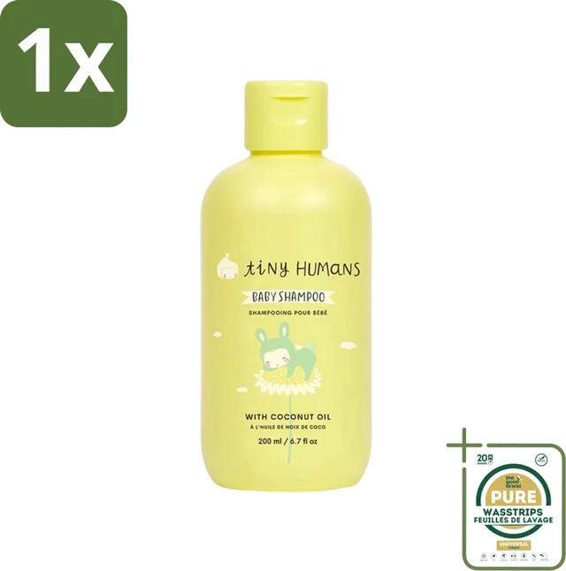 1 x Tiny Humans - Baby Shampoo - Extra Zacht & Natuurlijk - Voor Dagelijks Gebruik - 200 ml- Baby Shampoo - Baby Haar Reinigen - Natuurlijke Baby Shampoo - Mild Baby Shampoo - Babyhuid Verzorging