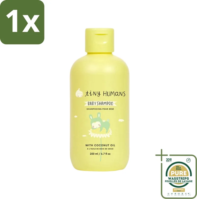 1 x Tiny Humans - Baby Shampoo - Extra Zacht & Natuurlijk - Voor Dagelijks Gebruik - 200 ml- Baby Shampoo - Baby Haar Reinigen - Natuurlijke Baby Shampoo - Mild Baby Shampoo - Babyhuid Verzorging by Tiny Humans – product photo