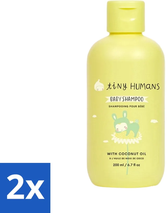 2 x Tiny Humans - Baby Shampoo - Extra Zacht & Natuurlijk - Voor Dagelijks Gebruik - 200 ml - Baby Shampoo - Baby Haar Reinigen - Natuurlijke Babyshampoo - Mild Babyshampoo - Babyhuid Verzorging