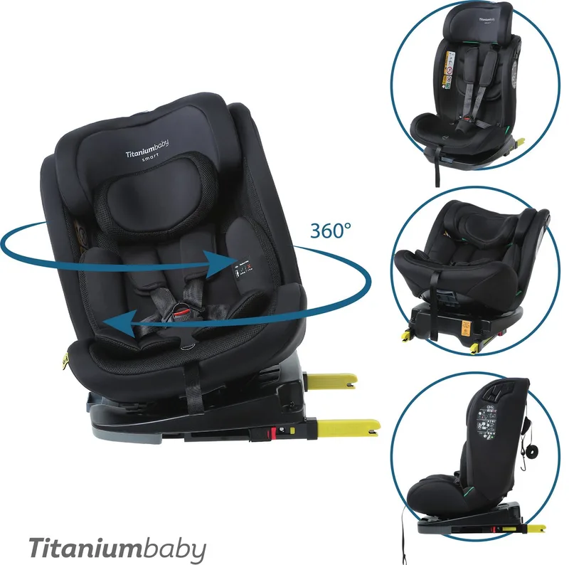 autostoel SMART Lincoln I-Size 360 / 40 cm - 150 cm / Top Tether by Titanium Baby in Zwart – product photo