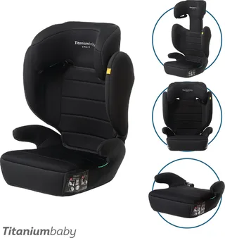 Autostoel Smart Lucky I-size gordel all black - rugleuning afneembaar/gebruik als zitverhoger von Titanium Baby in Schwarz – Produktfoto 1 von 4