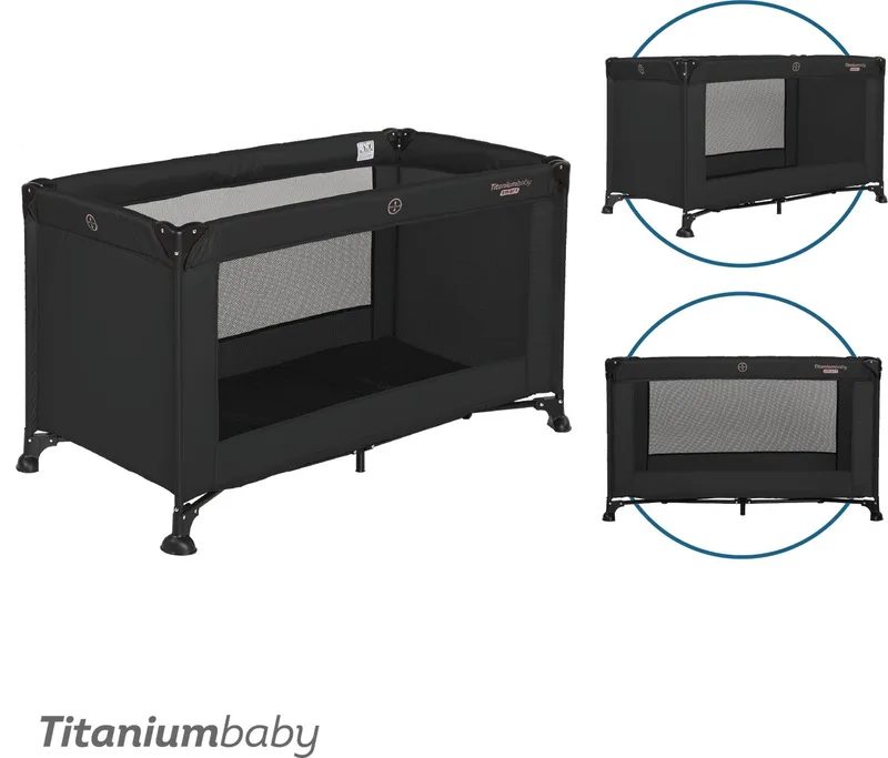 Campingbed SMART Jordan 60x120 cm inclusief Draagtas van Titanium Baby in Black – productfoto