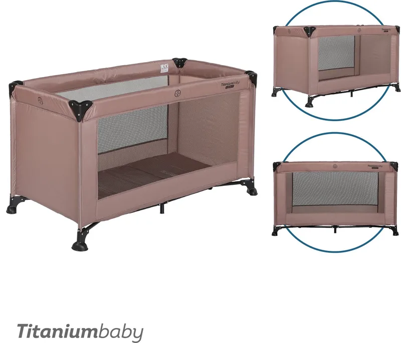Campingbed SMART Jordan 60x120 cm inclusief Draagtas by Titanium Baby in Taupe – product photo