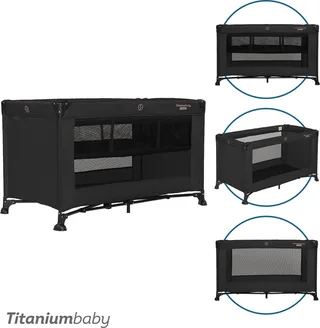 Campingbed SMART Jordan met verhoger 60x120 cm inclusief draagtas von Titanium Baby in Schwarz – Produktfoto 1 von 4
