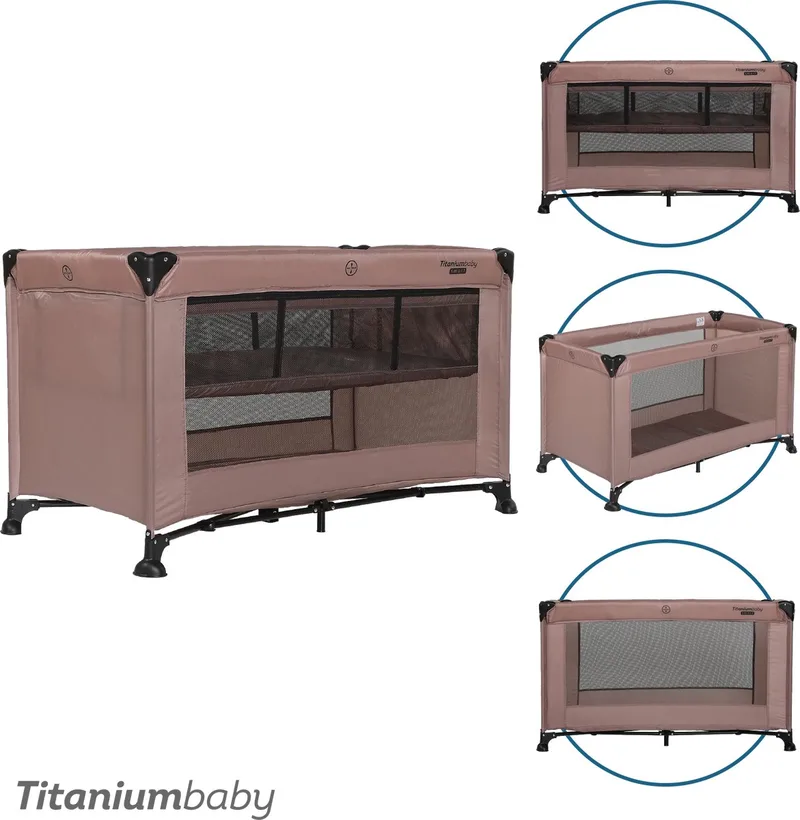 Campingbed SMART Jordan met verhoger 60x120 inclusief draagtas från Titanium Baby i Taupe – produktbild