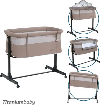 Co-Sleeper Solid Milan Lush | Dichterbij dan ooit |Slaap in stijl met onze nieuwe co-sleeper by Titanium Baby in Taupe – product photo 1 of 3