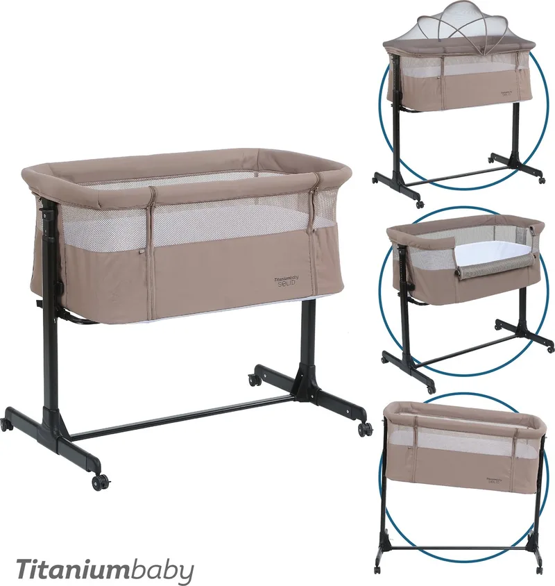 Co-Sleeper Solid Milan Lush | Dichterbij dan ooit |Slaap in stijl met onze nieuwe co-sleeper de Titanium Baby en Taupe – photo produit