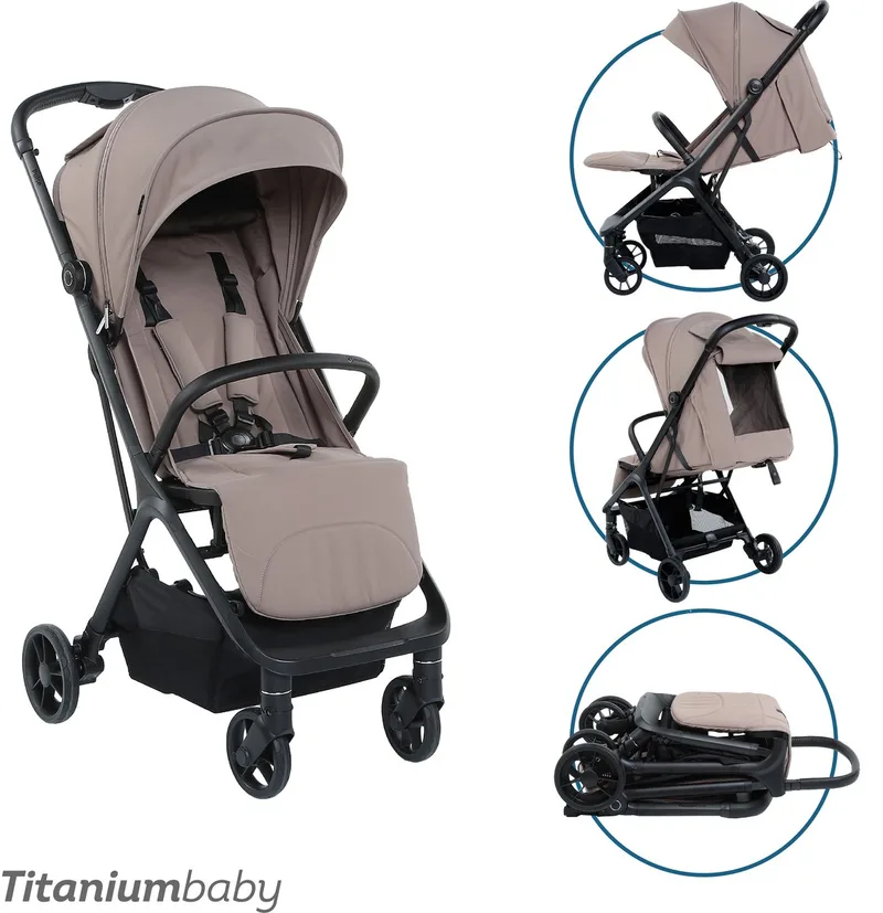 Pulse Buggy - Uitgerust met boodschappenmand - Verstelbare rugleuning by Titanium Baby in Donker Taupe – product photo