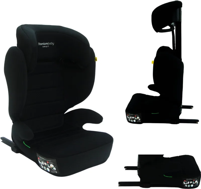 Smart Lucky I-Size Autostoel Isofix 100-150 cm – Verstelbare Hoofdsteun – Zitverhoger Functie – Groep 2/3 från Titanium Baby i Zwart – produktbild