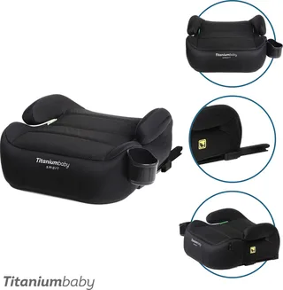 Tano i-Size - Zitverhoger - ISOFIX *nu met verstelbare isofix* - Autostoel Booster - 22-36 kg, 125-150 cm. von Titanium Baby in Schwarz – Produktfoto 1 von 4