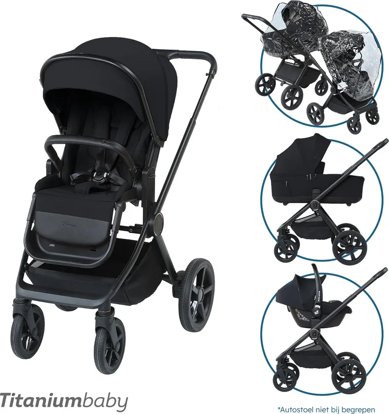 Urban Lush Black 2-in-1 Kinderwagen by Titanium Baby in Zwart – product photo