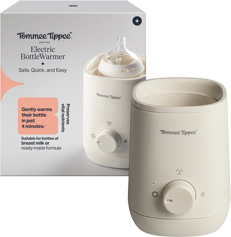 Elektrische Flessenwarmer - voor Afgekolfde Borstmelk, Gebruiksklare Poedermelk en Potjes met Babyvoeding - Flesverwarmer voor een Snelle en Veilige Voeding Onderweg de Tommee Tippee en Wit – photo produit