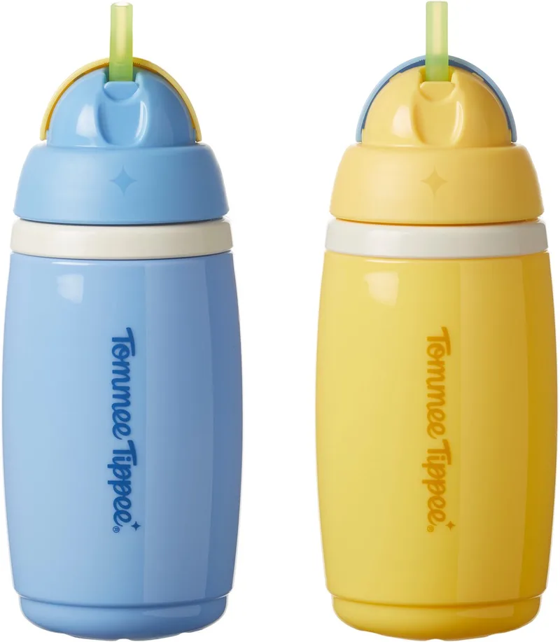 geïsoleerde Active rietjesbeker – 2 stuks – 266 ml –lekvrije waterfles voor peuters 12m+ - en geel by Tommee Tippee in Blue – product photo