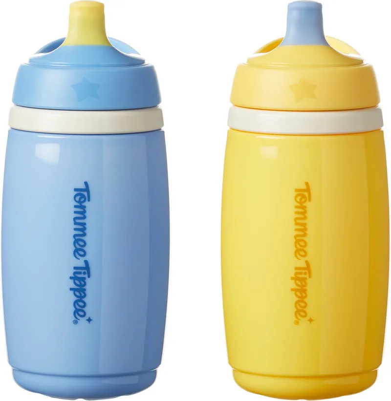 geïsoleerde Active tuitbeker – 2 stuks - 266 ml – lekvrije waterfles voor peuters 12m+ - en geel by Tommee Tippee in Blue – product photo