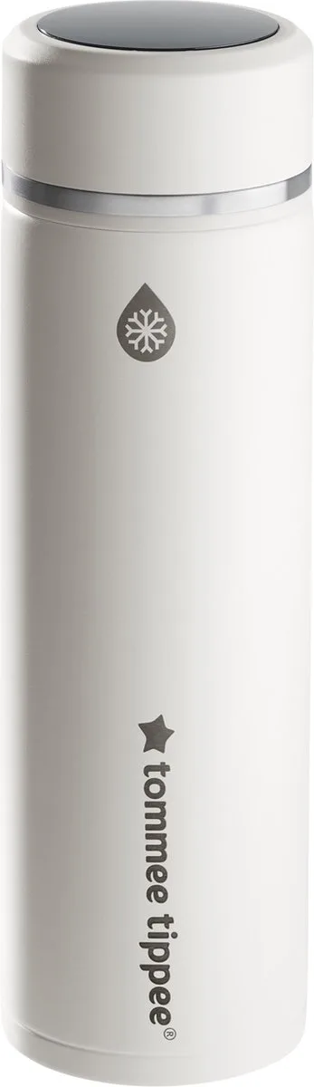 GoPrep Formula voedingsbereider, bereidt de perfecte flesvoeding in 2 minuten, draagbaar, koele fles met LED digitale temperatuurweergave van Tommee Tippee in Wit, GoPrep-fles – productfoto