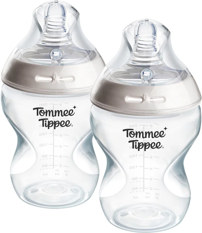 Natural Start Babyflessen - set van 2 x 260ml baby flessen - Lage toevoersnelheid - 0m+ by Tommee Tippee in Doorzichtig – product photo
