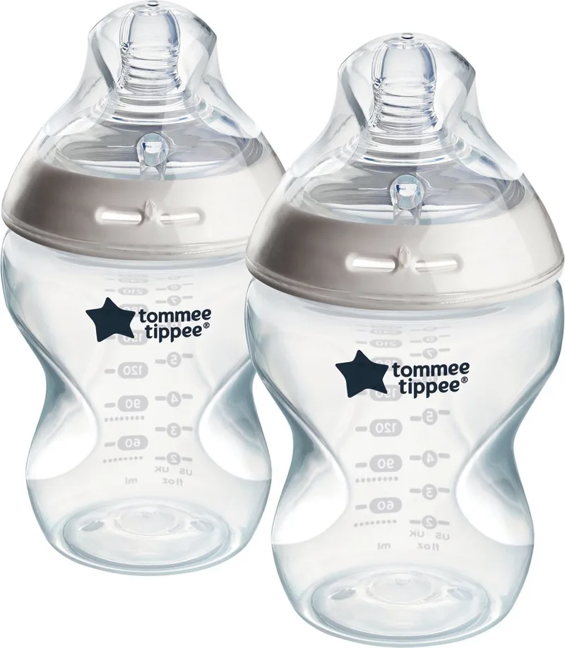 Natural Start Babyflessen - set van 2 x 260ml baby flessen - Lage toevoersnelheid 0m+ by Tommee Tippee in Doorzichtig – product photo