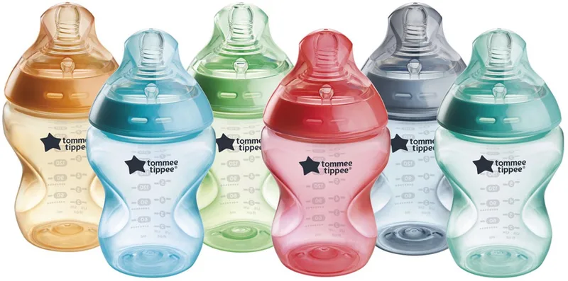 Natural Start Babyflessen, set van 6 x 260ml baby flessen - Lage toevoersnelheid 0m+ - kleurrijk by Tommee Tippee in Multi kleurrijk – product photo