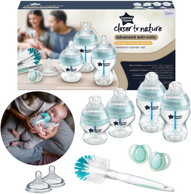 Starterkit voor pasgeborenen, anti-colic flessen, flessen, spenen, borstel 0m+ by Tommee Tippee – product photo