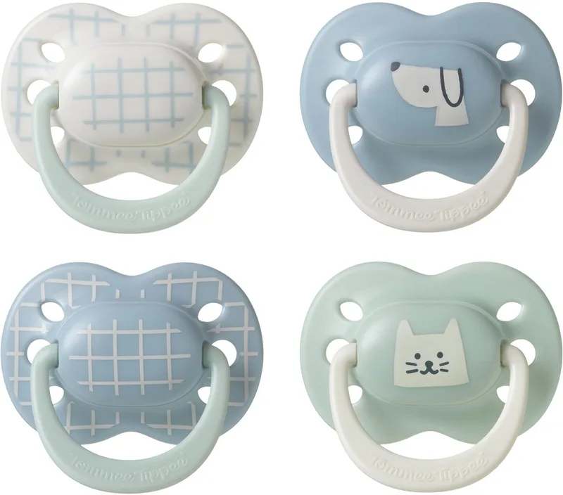 Ultimate Fit-fopspeen - 0-6 maanden - 4 stuks - orthodontische symmetrische speen voor baby's- 100% BPA-vrij silicone - deco de Tommee Tippee en Bleu – photo produit