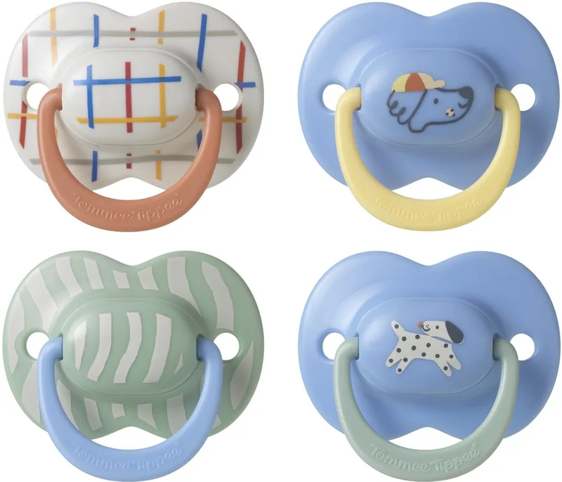 Ultimate Fit-fopspeen - 6-18 maanden - 4 stuks - orthodontische symmetrische speen voor baby's- 100% BPA-vrij silicone - deco de Tommee Tippee en Bleu – photo produit