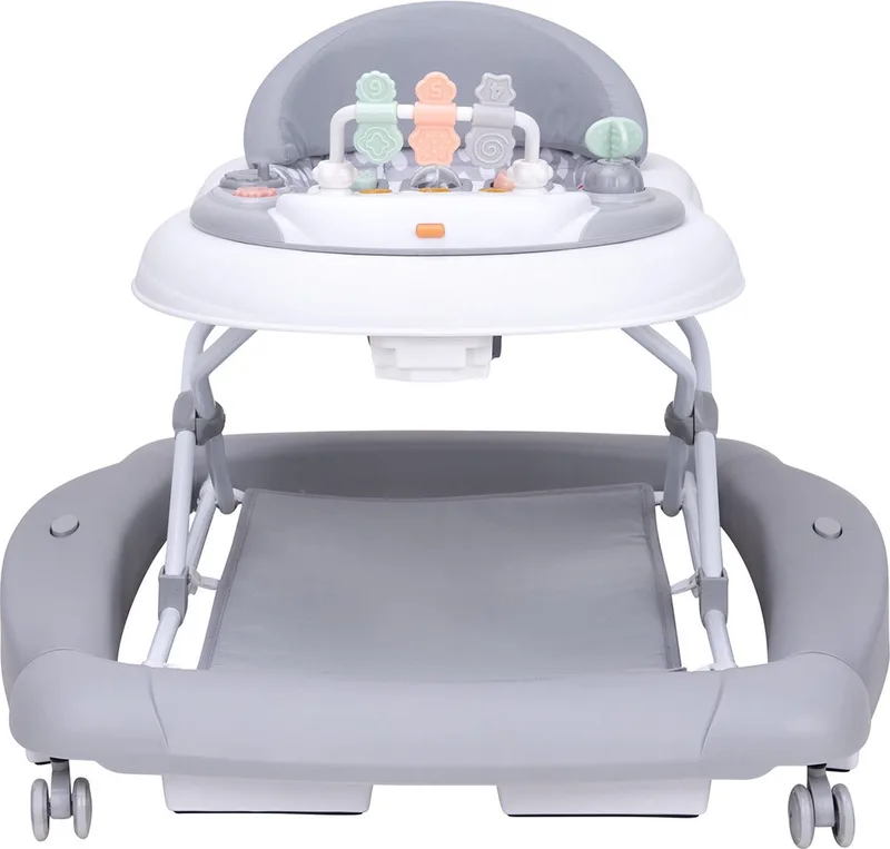 Jean - loopstoel - Inklapbare Babywalker - Schommelfunctie - Duwfuntie - incl. speelblad van Topmark in Grijs – productfoto