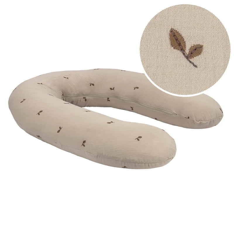 Voedingskussen Tots Tale Baby Soft Muslin Leaves Taupe van Tots Tale – productfoto 1 van 4
