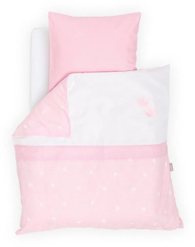 Babybettwäsche kuschelweiche Bettwäsche Krone, Jersey, 2 teilig von Träumeland in Rosa – Produktfoto