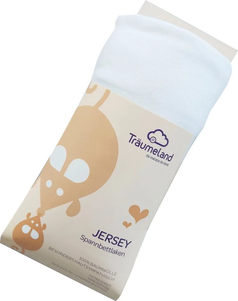 Bettlaken kuschelweiches Spannbetttuch Jersey, Jersey, Gummizug: rundum, (1 Stück), aus 100% kuscheliger Baumwolle van Träumeland in Wit – productfoto
