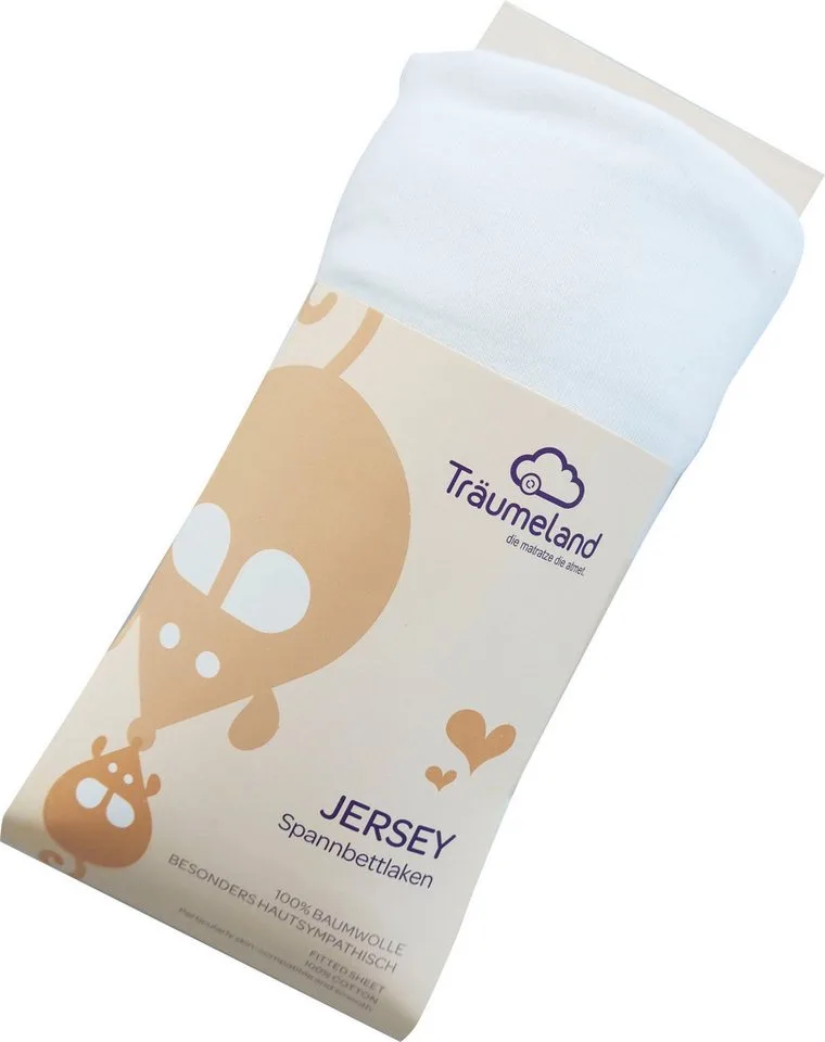 Bettlaken kuschelweiches Spannbetttuch Jersey, Jersey, Gummizug: rundum, (1 Stück), aus 100% kuscheliger Baumwolle van Träumeland in Wit – productfoto