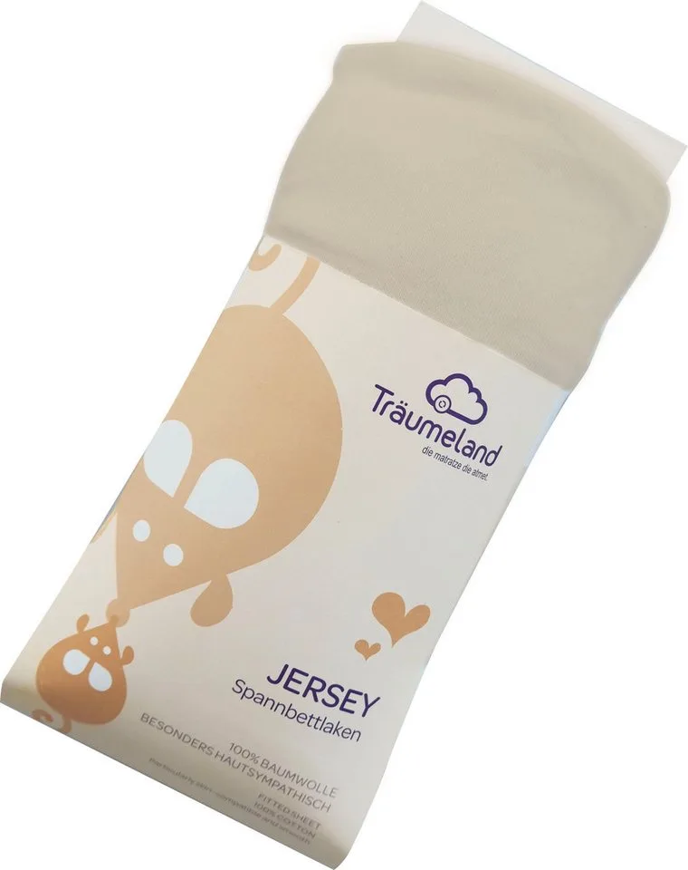 Bettlaken kuschelweiches Spannbetttuch Jersey, Jersey, Gummizug: rundum, (1 Stück), aus 100% kuscheliger Baumwolle van Träumeland in Beige, Bruin – productfoto