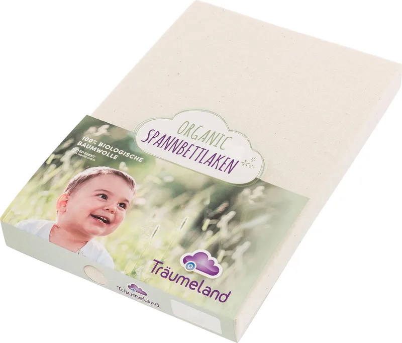 Bettlaken kuschelweiches Spannbetttuch Organic, Jersey, Gummizug: rundum, (1 Stück), 100% kontrolliert biologische Baumwolle van Träumeland in Beige – productfoto