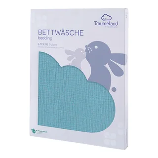 Bettwäsche Baumwollmusselin 40x60 / 100x135 cm van Träumeland in Denim – productfoto 3 van 3