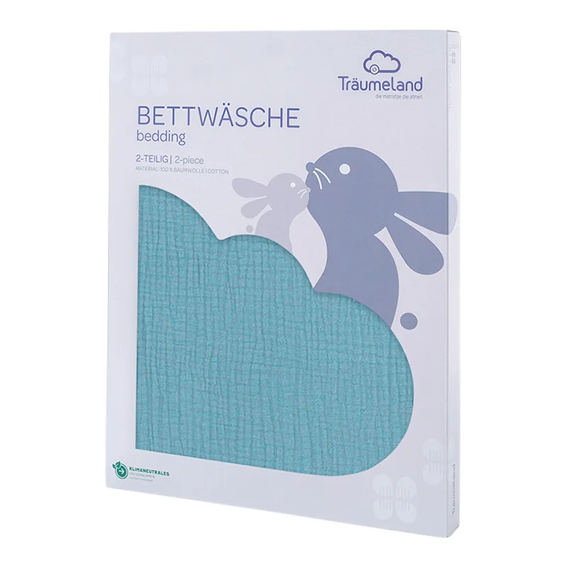 Bettwäsche Baumwollmusselin 40x60 / 100x135 cm van Träumeland in Denim – productfoto 3 van 3