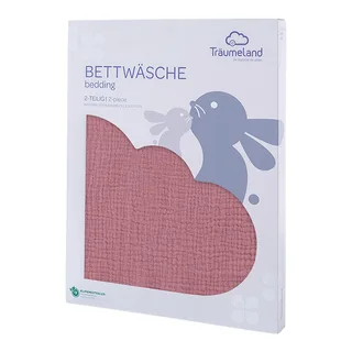 Bettwäsche Baumwollmusselin 40x60 / 100x135 cm von Träumeland in Dunkelrot – Produktfoto 3 von 3