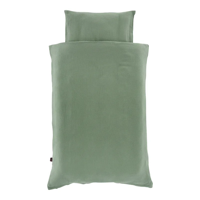 Bettwäsche Baumwollmusselin 40x60 / 100x135 cm van Träumeland in Groen – productfoto 1 van 3