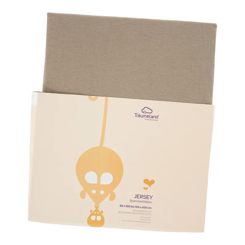 Jersey-Spannbetttuch 90x200 cm van Träumeland in Bruin, 200 × 90 mm – productfoto