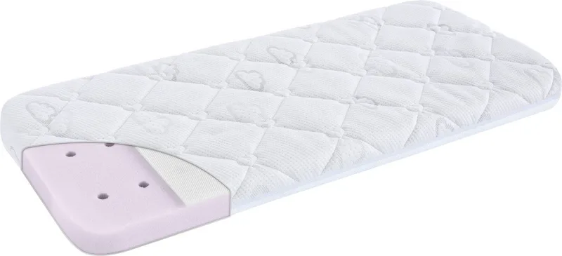 Kaltschaummatratze Beistellbett Brise Light Chicco next 2 me, abgerundete Ecken, 50x83 cm, Träumeland, 6 cm hoch, Matratze, Allergiker geeignet (Hausstauballergiker) fra Träumeland i Hvid – produktbillede 1 af 2