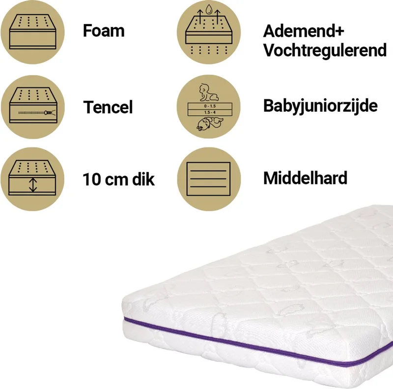 Ocean 70x140 Matras Peuterbed van Träumeland in Wit – productfoto 1 van 4