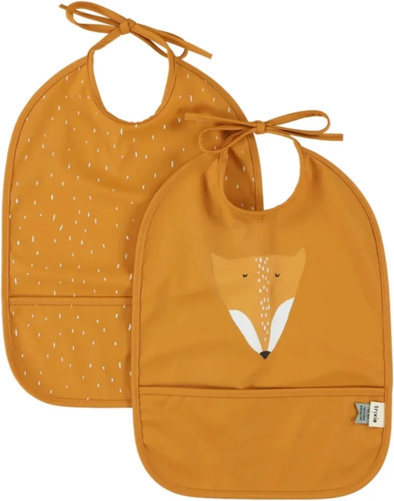 Afwasbaar slabbetje 2-pack Mr. Fox - Slab voor kinderen - 100% Recycled Polyester - Eenvoudig schoon - Oranje van Trixie in Mr. Fox – productfoto