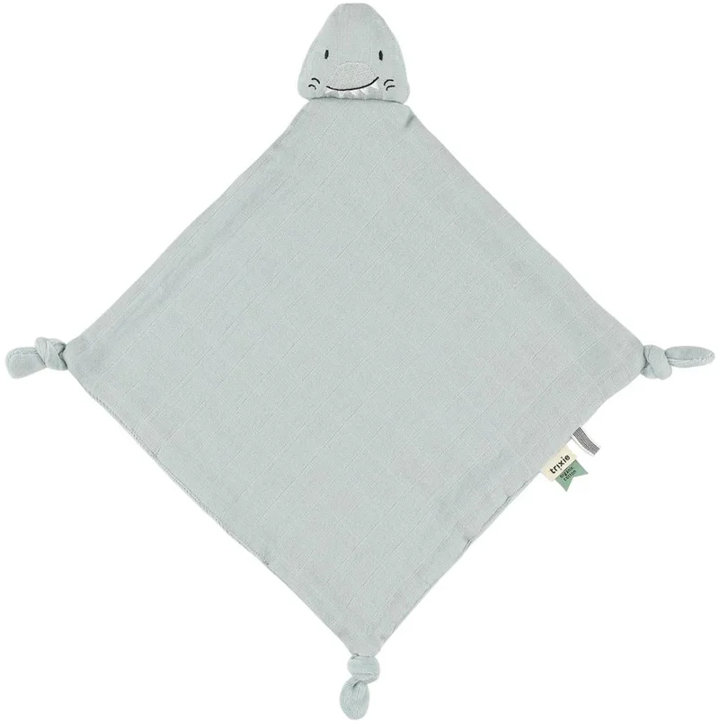 Baby Knuffeldoekje Mr. Shark – 0m+ – Met fopspeenlus – Biologisch Katoen by Trixie in Multicolour – product photo