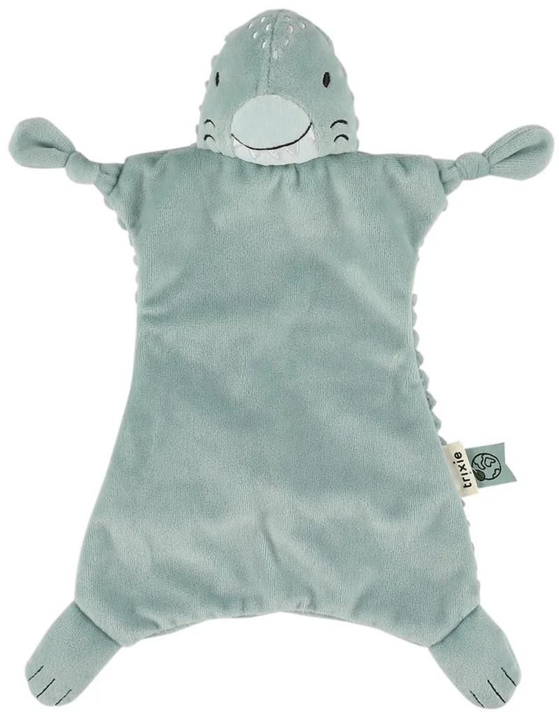 Baby Knuffeldoekje Mr. Shark - 0m+ - Met fopspeenlus  Gerecycleerde stof de Trixie en Bleu – photo produit