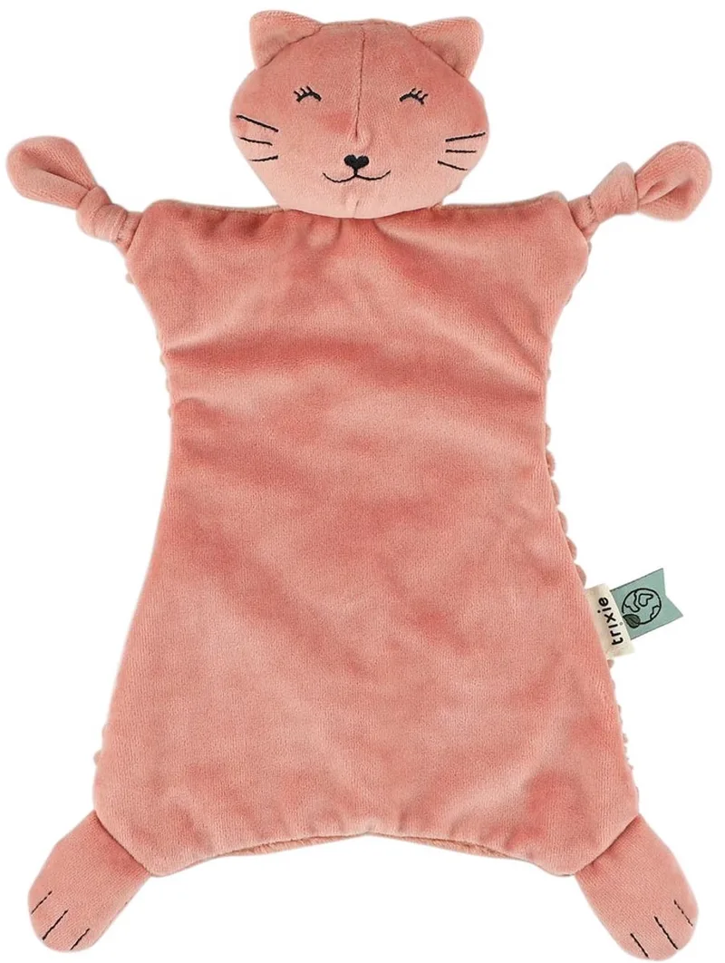 Baby Knuffeldoekje Mrs. Cat - 0m+ - Met fopspeenlus  Gerecycleerde stof by Trixie in Pink – product photo
