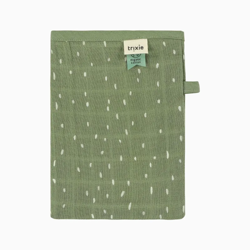 baby washandjes 3-pack - zachte tetra Daring Dino. van Trixie in Groen – productfoto 3 van 4