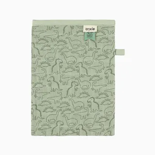 baby washandjes 3-pack - zachte tetra Daring Dino. van Trixie in Groen – productfoto 4 van 4