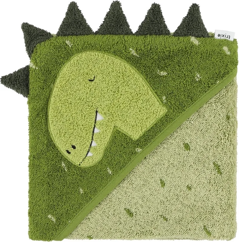 Badcape - Mr. Dino - 75x75cm - 100% Biologisch Katoen - Hooded Towel - Handig formaat van Trixie in Mr. Dino – productfoto