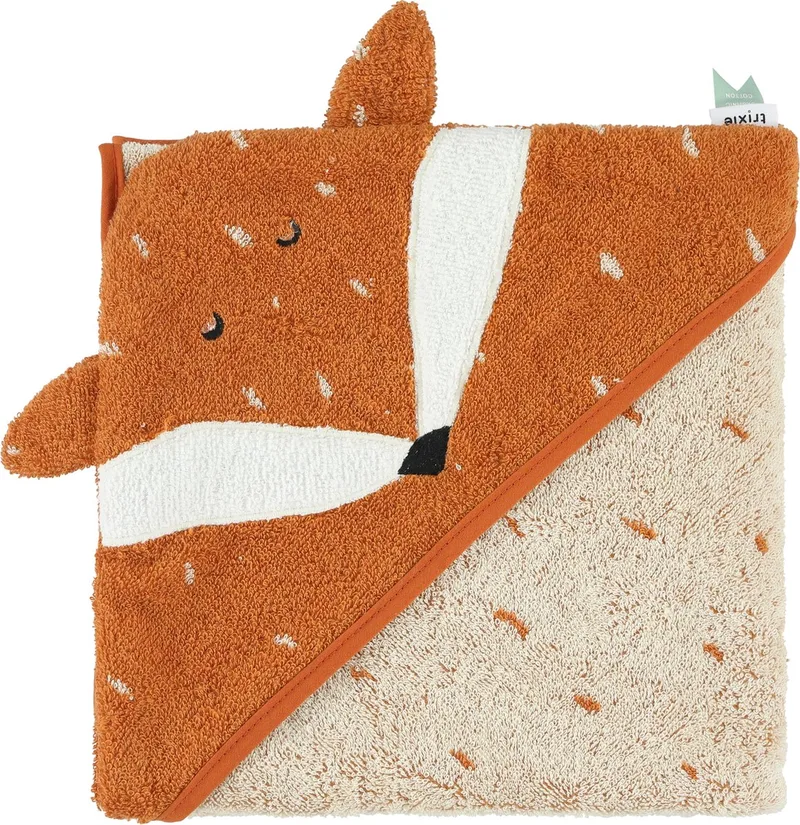 Badcape - Mr. Fox - 75x75cm - 100% Biologisch Katoen - Hooded Towel - Handig formaat från Trixie i Mr. Fox – produktbild
